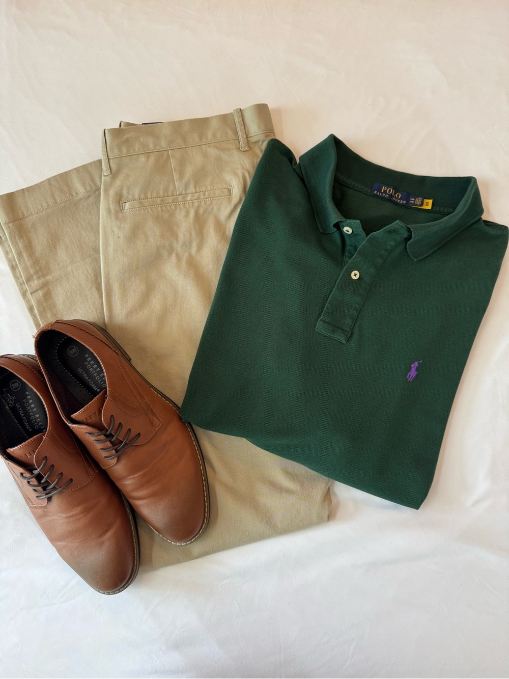 Polo by Ralph Lauren Forest Green Polo with Tan Chinos